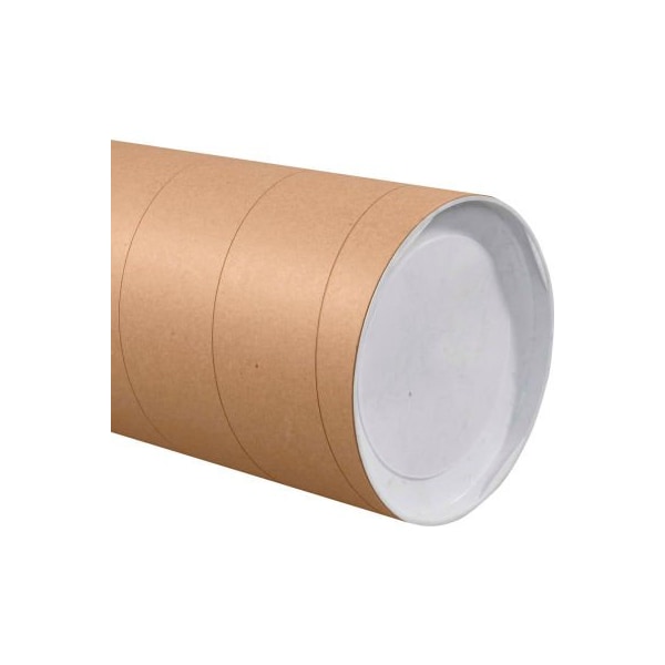 Box Packaging Jumbo Mailing Tubes With Caps 10 Dia. x 36L 0.125 Thick Kraft 8/Pk P1036KHD - main